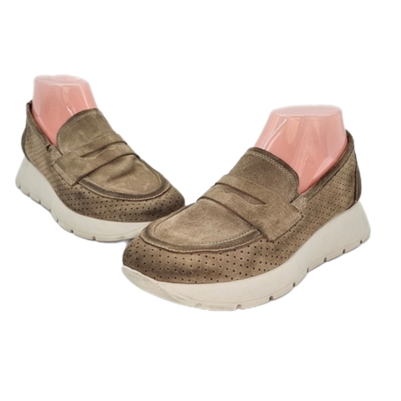 Paul Green Shoes - Paul Green Alexa Loafers Women’s Tan Grain Soft Suede Size 7 (UK 4.5) Platform